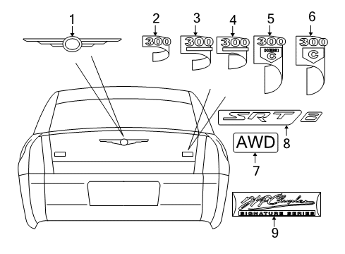2010 Chrysler 300 Exterior Trim - Trunk Lid Diagram