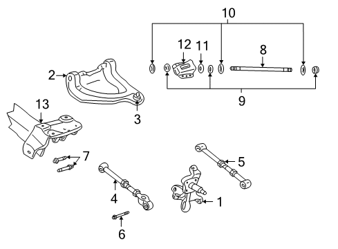 2003 Chrysler Sebring Rear Suspension Components, Upper Control Arm, Stabilizer Bar Diagram 3 - Thumbnail