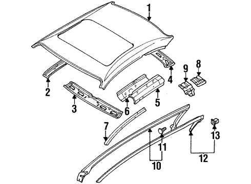1999 Dodge Avenger Roof & Components, Exterior Trim Diagram