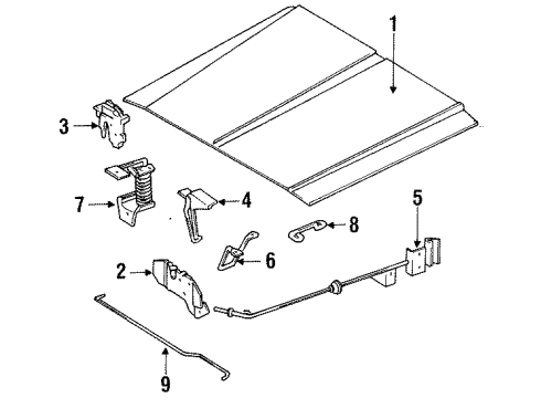 1987 Jeep Comanche Hood & Components Diagram