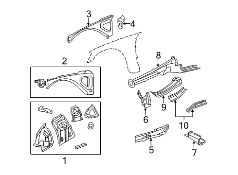 2006 Dodge Magnum Structural Components & Rails Diagram