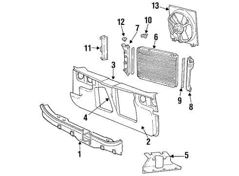 1987 Dodge Lancer Radiator & Components, Radiator Support Diagram