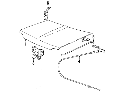 1990 Dodge Colt Hood & Components Diagram