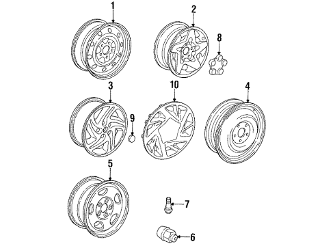 1995 Dodge Intrepid Wheels, Covers & Trim Diagram