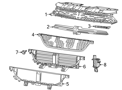 2013 Dodge Dart Grille & Components Diagram