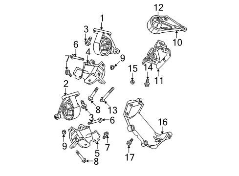2000 Jeep Grand Cherokee Engine & Trans Mounting Diagram 2 - Thumbnail
