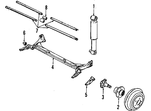1990 Dodge Monaco Rear Axle, Torsion Bar, Suspension Components Diagram