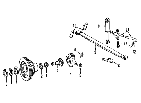 1984 Dodge D350 Front Suspension Components, Lower Control Arm, Upper Control Arm, Lower King Pin, Upper King Pin, Stabilizer Bar Diagram