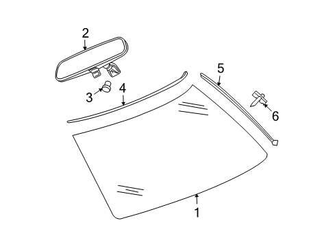 2010 Dodge Charger Windshield Glass, Reveal Moldings Diagram