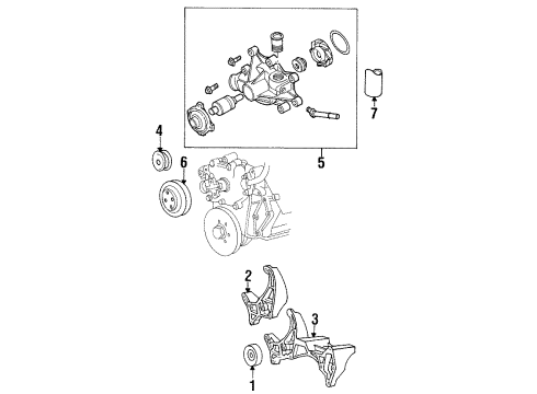 1994 Dodge Ram 2500 Water Pump, Belts & Pulleys Diagram