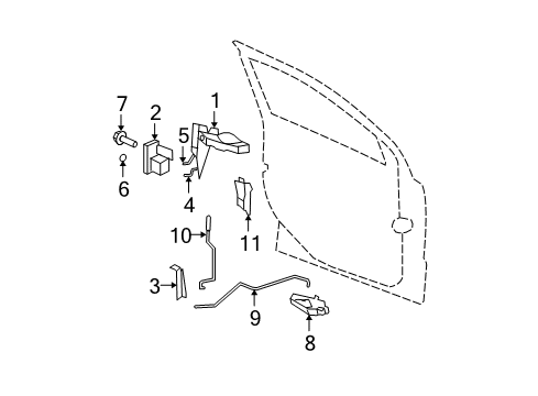 2009 Dodge Caliber Front Door - Lock & Hardware Diagram