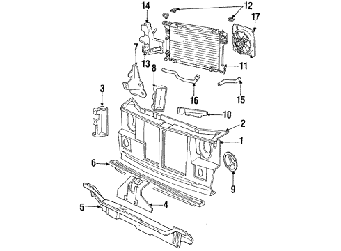 1985 Dodge Omni Radiator & Components, Radiator Support Diagram