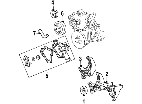 1998 Dodge Ram 1500 Water Pump, Belts & Pulleys Diagram