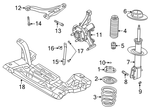2000 Dodge Neon Front Suspension Components, Lower Control Arm, Stabilizer Bar Diagram
