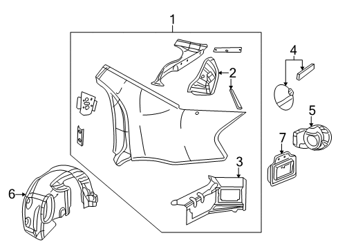 2003 Chrysler Sebring Quarter Panel & Components, Exterior Trim Diagram