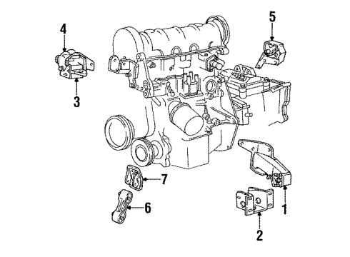 1987 Chrysler New Yorker Engine & Trans Mounting Diagram