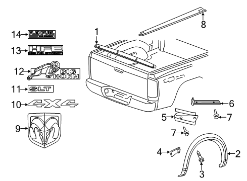 2020 Ram 1500 Classic Exterior Trim - Pick Up Box Diagram 3 - Thumbnail