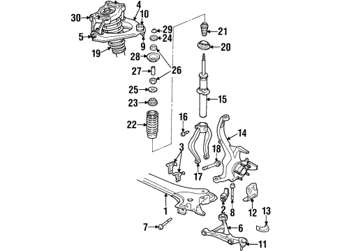1997 Chrysler Sebring Front Suspension, Control Arm, Stabilizer Bar Diagram 1 - Thumbnail