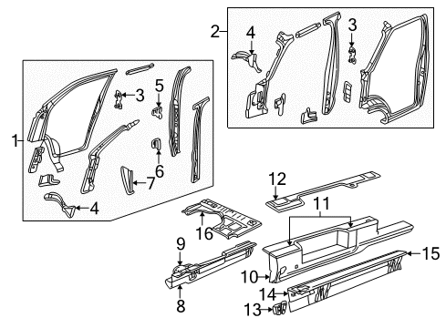 2002 Dodge Ram 2500 Van Hinge Pillar, Rocker, Floor Diagram