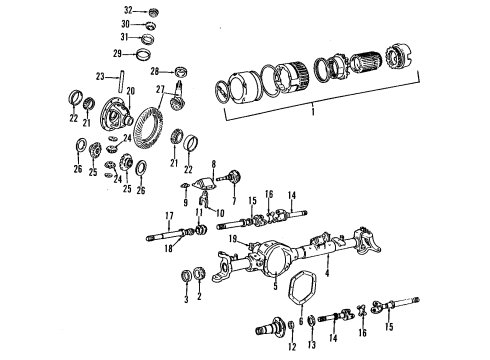 1992 Dodge D350 Front Axle, Differential Diagram