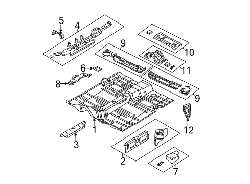 2003 Chrysler Sebring Pillars, Rocker & Floor - Floor & Rails Diagram