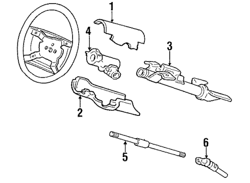 1990 Dodge Omni Steering Column Housing & Components, Shaft & Internal Components, Shroud, Switches & Levers Diagram