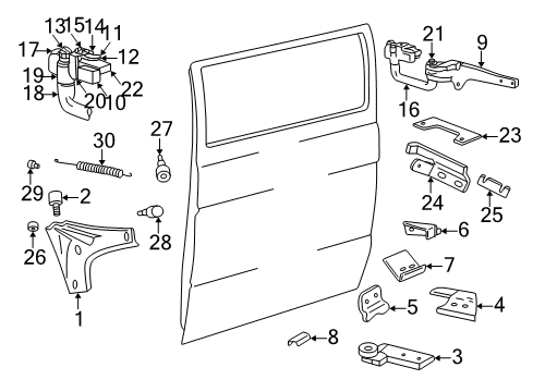 1998 Dodge B2500 Side Loading Door - Hardware Diagram 3 - Thumbnail