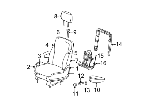 2005 Chrysler Pacifica Front Seat Components Diagram