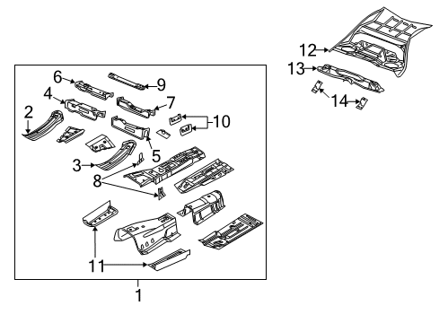 2006 Dodge Magnum Pillars, Rocker & Floor - Floor & Rails Diagram