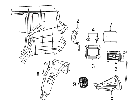 2019 Jeep Renegade Quarter Panel & Components Diagram