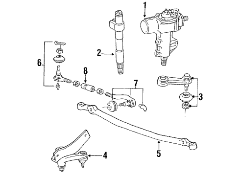 1992 Dodge Ram 50 P/S Pump & Hoses, Steering Gear & Linkage Diagram 3 - Thumbnail