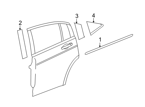 2008 Dodge Avenger Exterior Trim - Rear Door Diagram