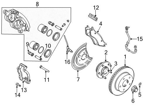 2004 Dodge Ram 1500 Front Brakes Diagram 2 - Thumbnail