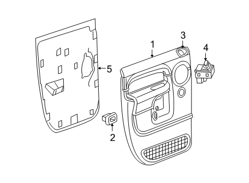 2008 Dodge Ram 1500 Interior Trim - Rear Door Diagram