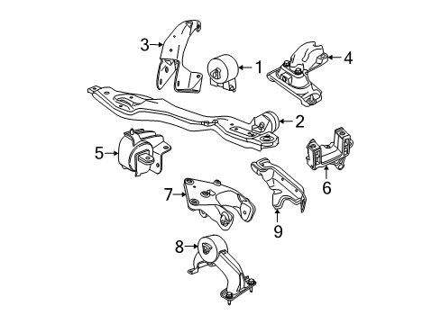 2009 Dodge Grand Caravan Engine & Trans Mounting Diagram
