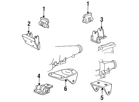 1993 Dodge Dakota Engine & Trans Mounting Diagram 3 - Thumbnail