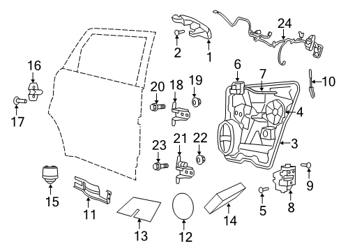 2014 Dodge Journey Rear Door - Lock & Hardware Diagram