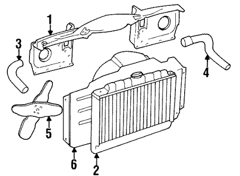 1986 Jeep Grand Wagoneer Radiator & Components, Radiator Support, Cooling Fan Diagram