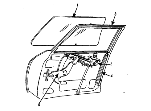 1986 Dodge Aries Front Door Glass & Hardware Diagram