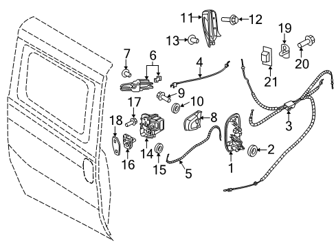 2018 Ram ProMaster City Side Loading Door - Lock & Hardware Diagram
