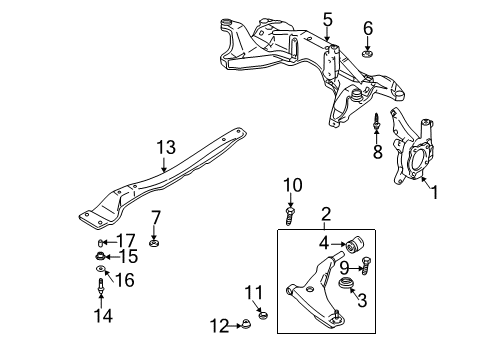 2005 Dodge Stratus Front Suspension, Lower Control Arm, Upper Control Arm, Stabilizer Bar, Suspension Components Diagram