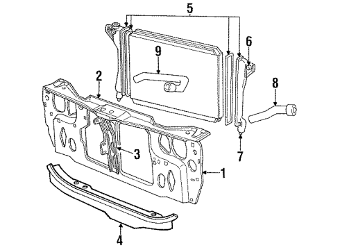 1988 Dodge Dynasty Radiator & Components, Radiator Support Diagram