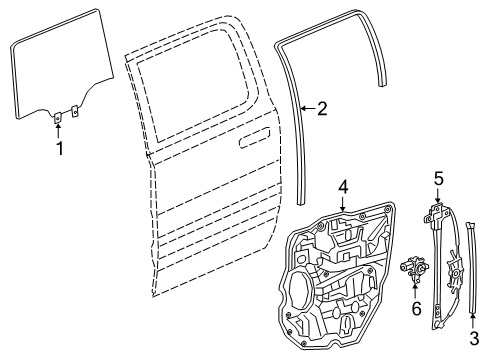 2019 Ram 1500 Rear Door - Glass & Hardware Diagram
