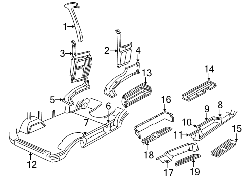 1996 Dodge B2500 Interior Trim - Pillars, Rocker & Floor Diagram