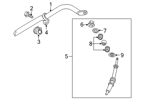 2011 Ram Dakota Stabilizer Bar & Components - Front Diagram