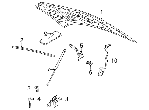 1999 Chrysler 300M Hood & Components Diagram