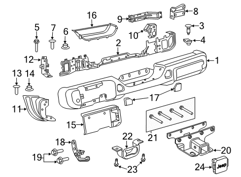 2025 Jeep Wrangler Bumper & Components, Trailer Hitch Components Diagram