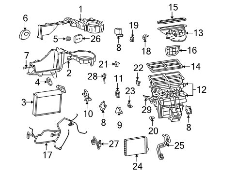 2009 Jeep Grand Cherokee A/C Evaporator & Heater Components Diagram