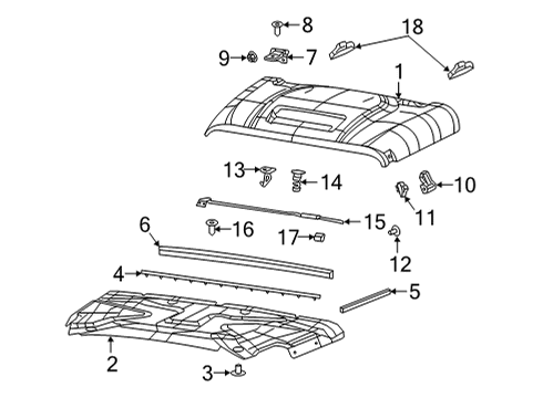 2025 Jeep Gladiator Hood & Components Diagram 2 - Thumbnail