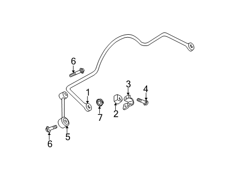 2003 Jeep Wrangler Stabilizer Bar & Components - Rear Diagram